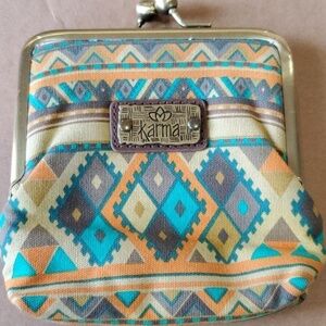 Karma southwest style coin purse 5 X 5 Gold metal accents